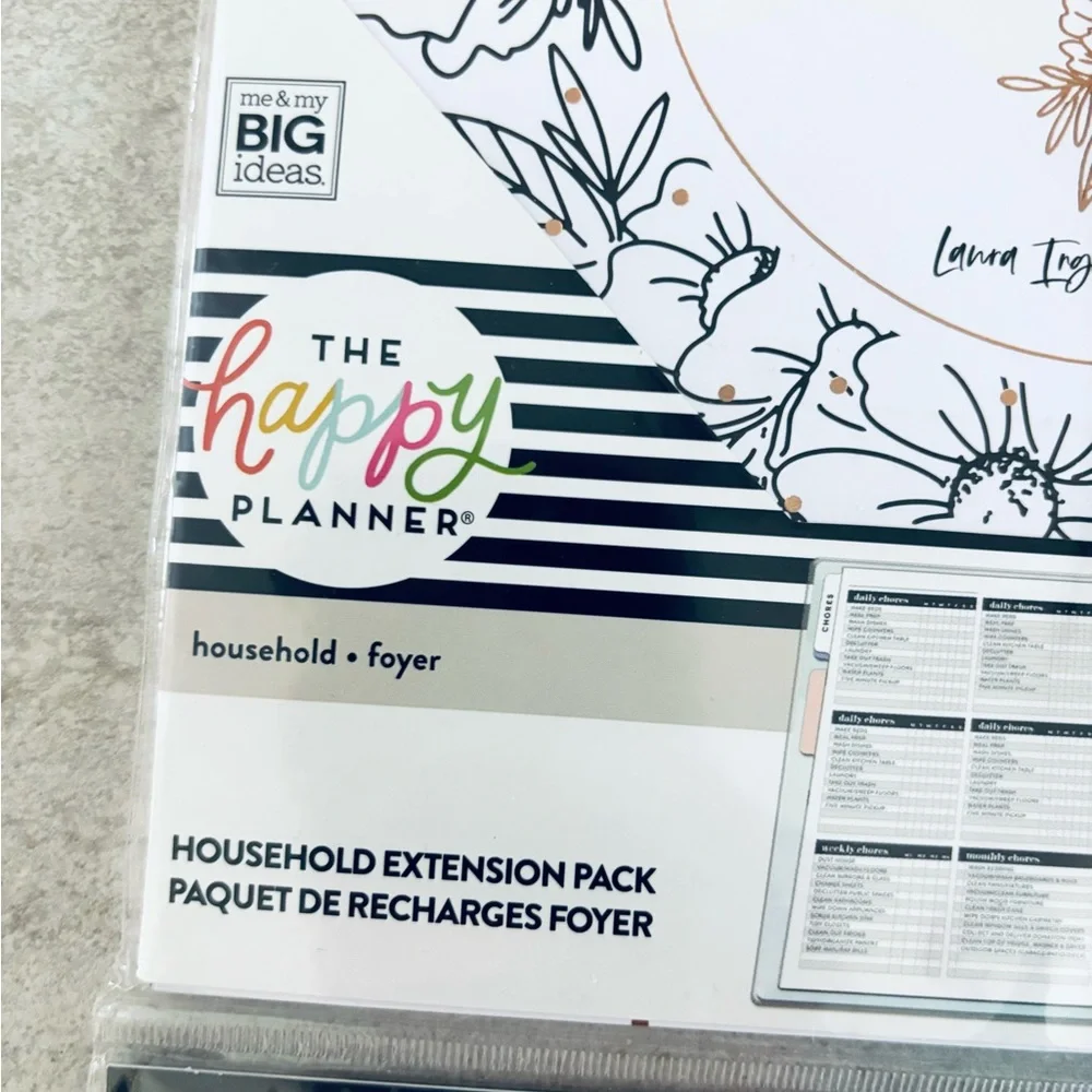 ❗️The Happy Planner Household Extension Pack with Black and White Floral Design